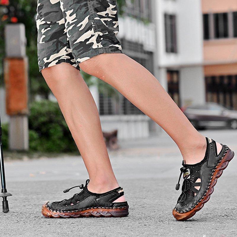 Men Outdoor Non-slip Hole Shoes Mesh Elastic Band Water Sandals - Image 13