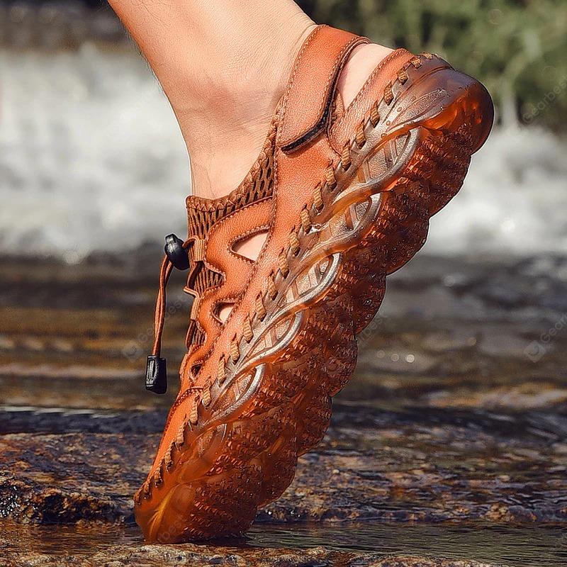 Men's Rubber Toe Cap Mesh Splicing Slippers Outdoor Water Sandals - Image 12