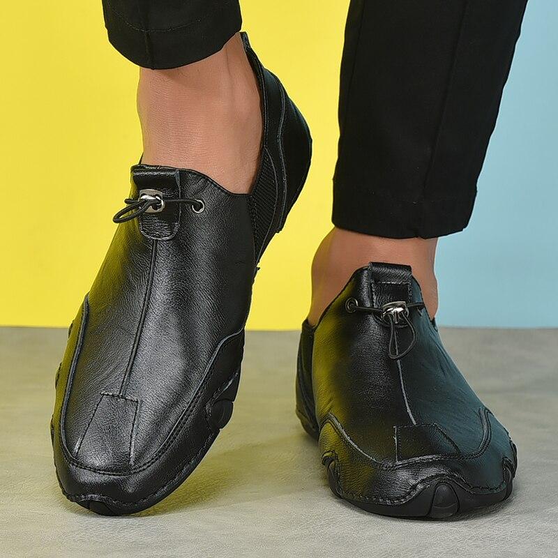 Men Loafers Casual Leather Flats Light Slip-on Moccasins - Image 11