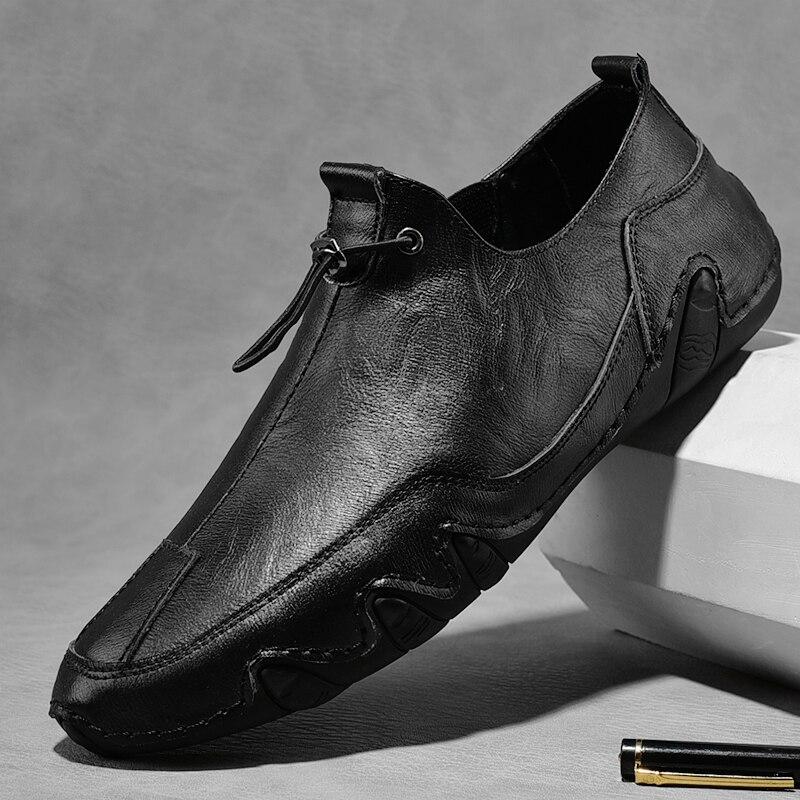 Men Loafers Casual Leather Flats Light Slip-on Moccasins - Image 6