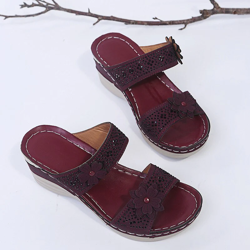 Women Casual Shoes Vintage Flower Fish Mouth Sandals - Image 8
